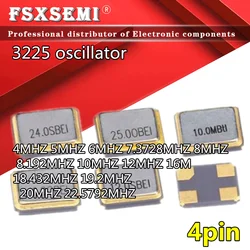 5pcs 3225 QSC oscillator 3.2*2.5MM 4P 4MHZ 5MHZ 6MHZ 7.3728MHZ 8MHZ 8.192MHZ 10MHZ 12MHZ 16M 18.432MHZ 19.2MHZ 20MHZ 22.5792MHZ