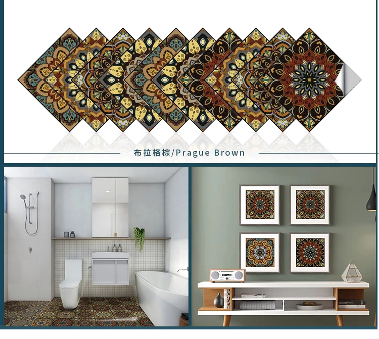 10 stücke Kristall Mandala selbst klebende PVC-Wanda uf kleber schälen und kleben wasserdichte Küche Bad Tapete Wohnzimmer Wand dekoration – Detail 25