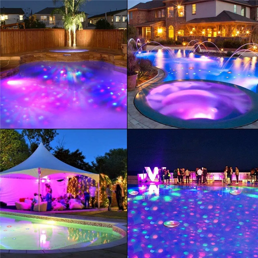 RGB Floating Underwater Light Submersible LED Disco Light Glow Show Swimming Pool Lights Hot Tub Spa Waterproof Baby Bath Light