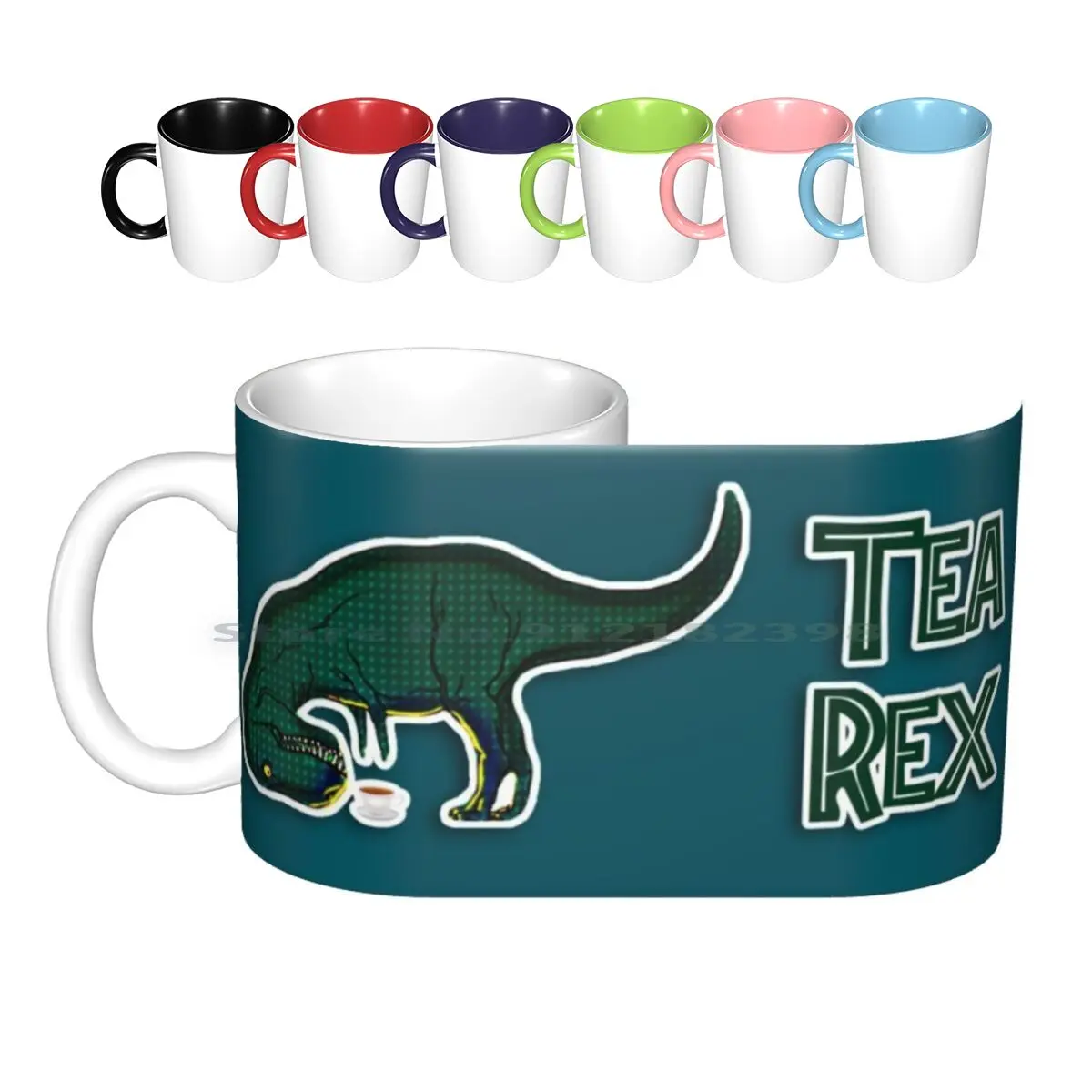 Tea Rex Ceramic Mugs Coffee Cups Milk Tea Mug Tea Rex T Rex Dinosaur Pun Punny Fun Funny Joke Dino Animal Cute Tea Teacup Cup