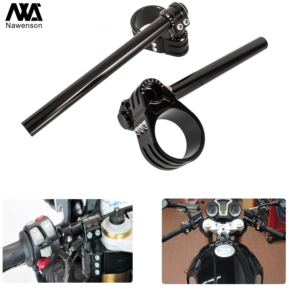 CNC Aluminum Motorcycle Clip-on Handlebar Conversion Kit Adjustable Raisers 55mm Clip 7/8 Inch Bars for R Nine T R9T 2014-2020