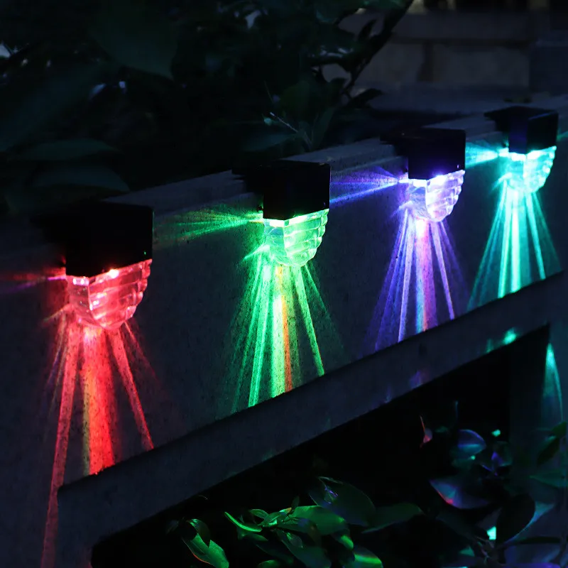 2/4/6/8pcs Solar Garden Light Outdoor Waterproof Color Changing Shell Solar Led Wall Lamp Statir Fence Deck Christmas Decorative