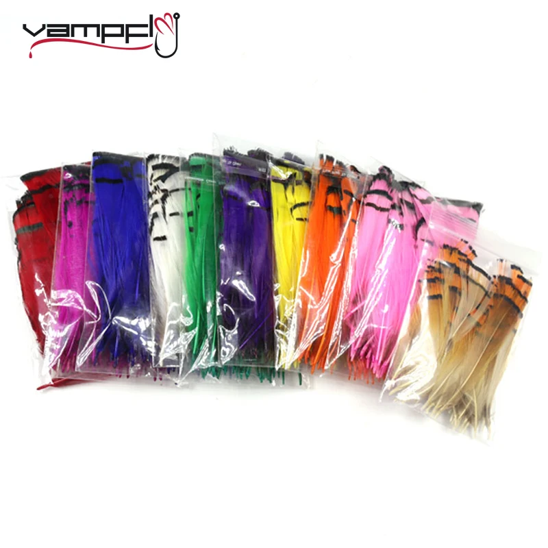 Vampfly 200pcs Fly Tying Material Colorful Lady Amherst Feather Tippet For Wet Fly Streamers Nymph Wing Tail Throax Tag