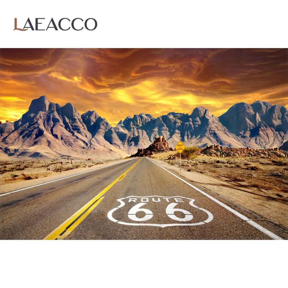 Laeacco Old Historic Gas Station Route 66 USA Party Birthday Decor Photo Background Photography Backdrop Photo Studio Photocall