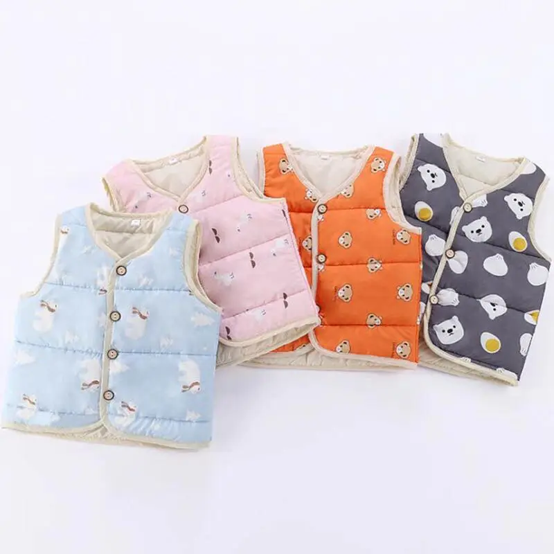 2021 Children Warm Down Vest Autumn Boys Girls Thicken Waistcoat Outerwear Jacket Vests Toddler Kids Clothes for 3-7 Years