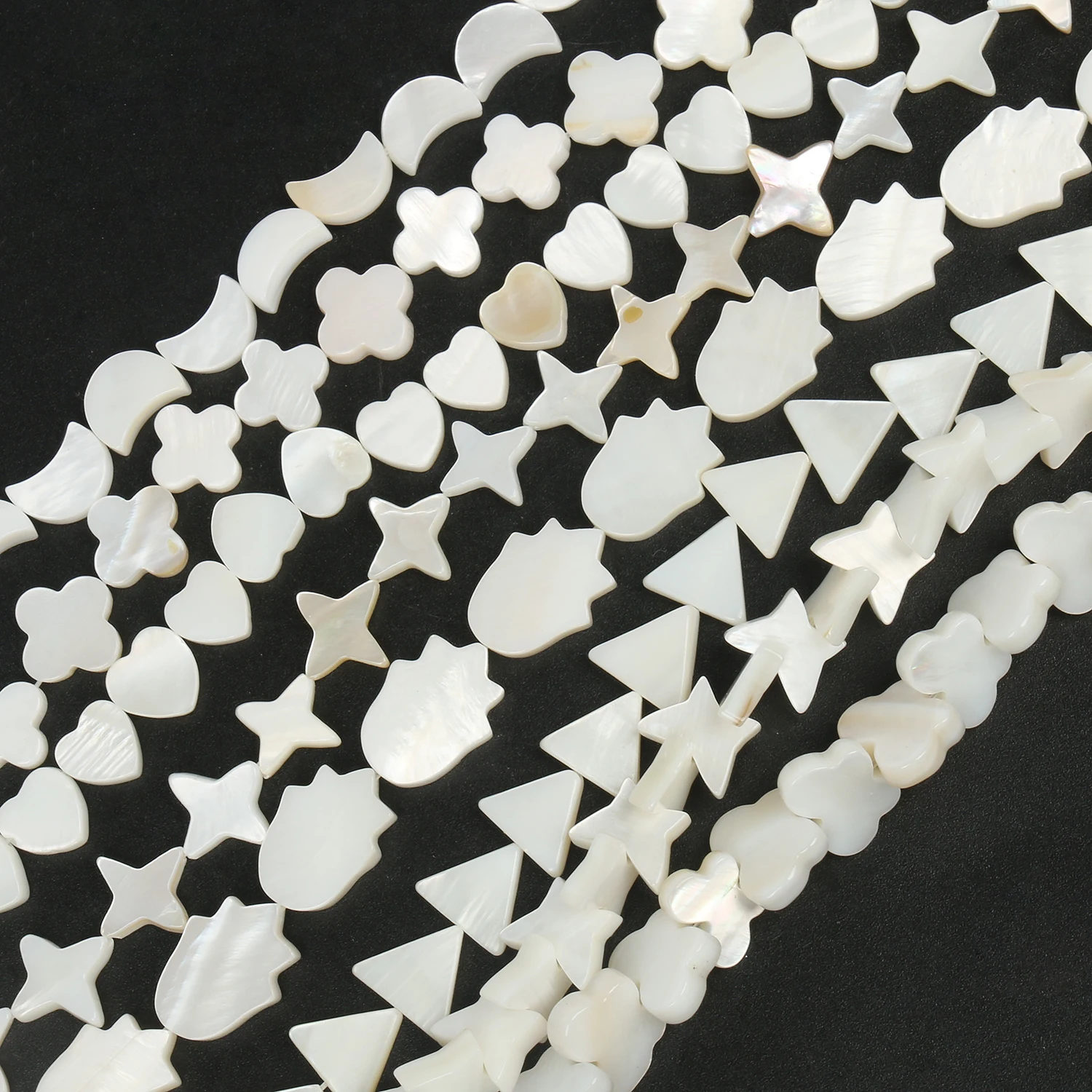 Natural White Shell Beads Mother of Pearl Star Cross Round Flat Loose Spacer Beads for Jewelry Making DIY Bracelet Necklace 15\