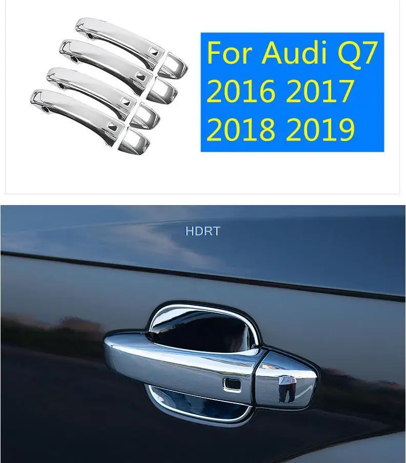 

Car Styling For Audi Q7 2016-2019 Outer Door Bowl Door Handle Protective Frame Stickers Covers Trims decoration auto Accessories