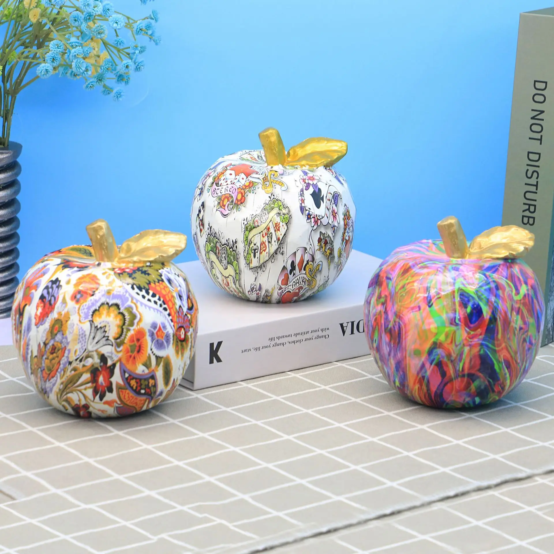 Creativity Apple Ornaments Resin Crafts Colorful Printing Home Desktop Decoration Accessories Fruit Decorations Small Ornaments