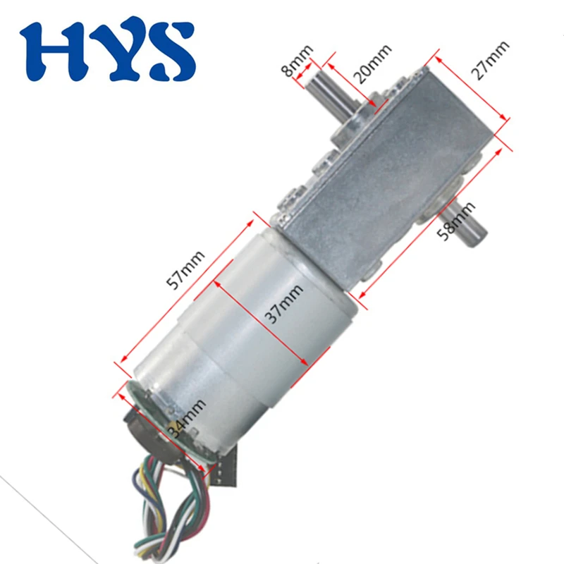 DC Encoder Motor Coding Signal Feedback Double Shaft DC 12V 24V Reducer Speed 12rpm To 470rpm Torque 60KG Gear Motors 5840-555