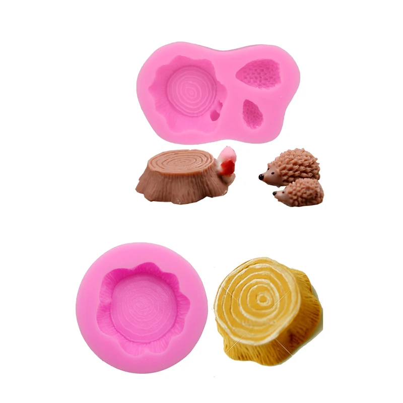 Kitchen Accessories Hedgehog Tree Stump Bark Cooking Tools Kitchenware Fondant Silicone Mold For Baking Cake Sugar Craft Candy