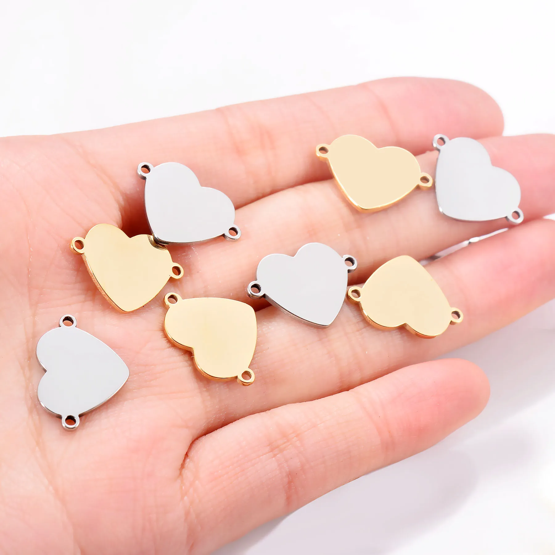 20 Stück/Lot Edelstahl 13x18mm Herz-Verbinder-Anhänger für DIY Armband Halskette Schmuckherstellung Geschenk – Detail 3