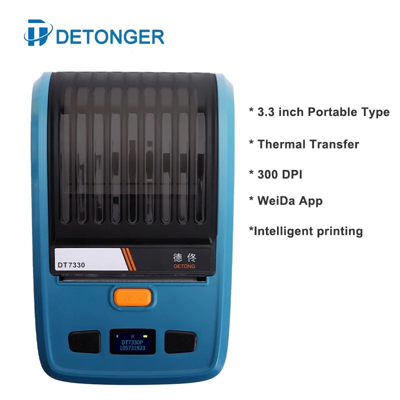 DETONGER 3.3 inch portable thermal transfer printer 28-90mm wide sticker label maker asset tag cable label printing machine