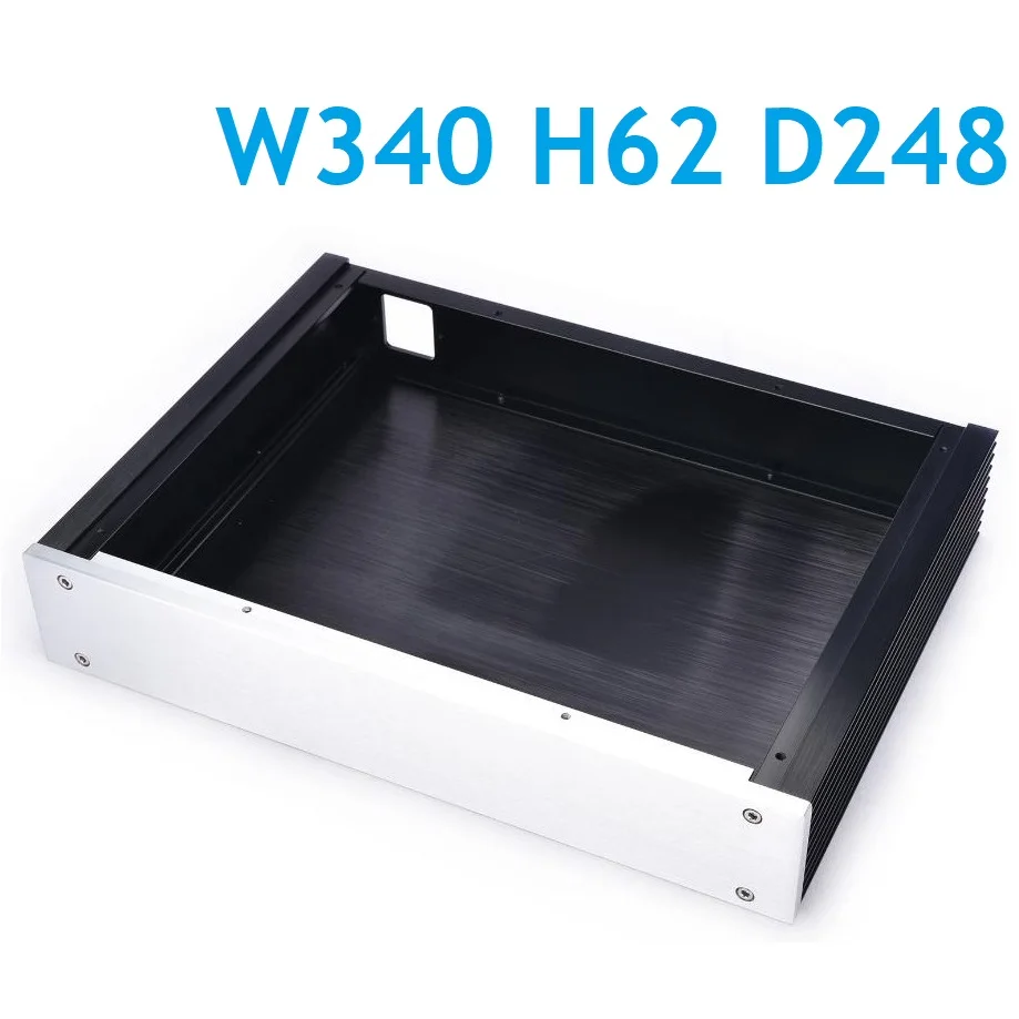 

W340 H62 D248 Amplifier AMP Chassis DIY Anodized Aluminum Case Hifi Preamp Hi End Headphone DAC Decoder Enclosure Rear Class PSU