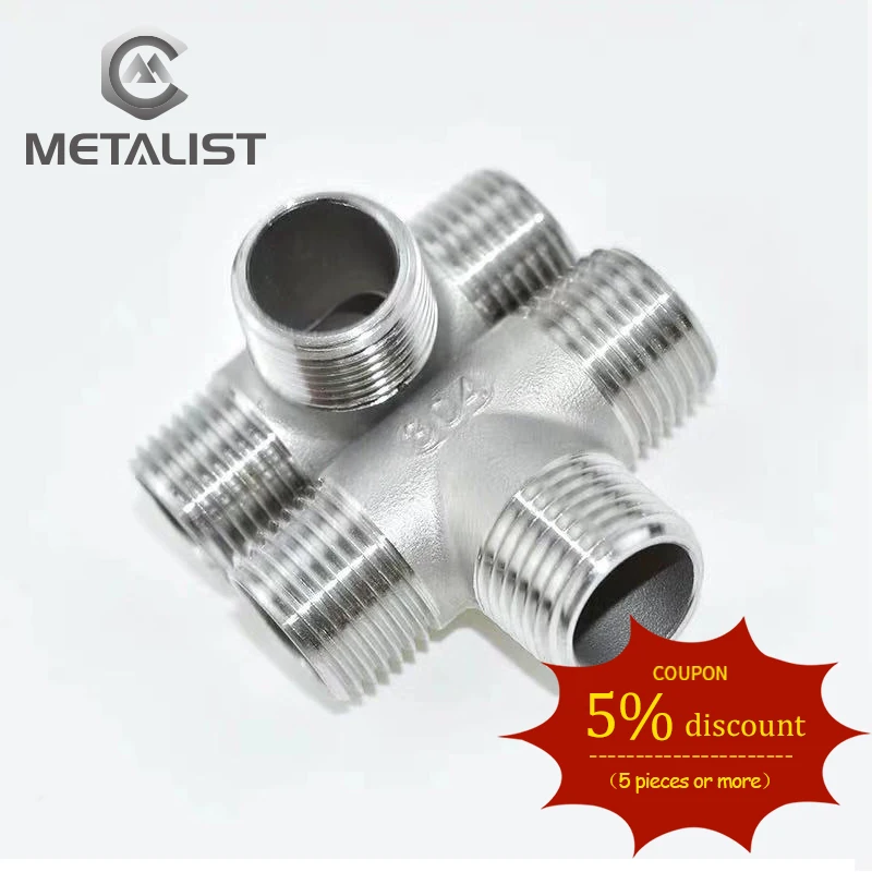 

METALIST 1/2" DN15 BSPT Male*Male*Male Thread Tee Type 3 Way SS304 Pipe Fitting Connector For Water Oil Air