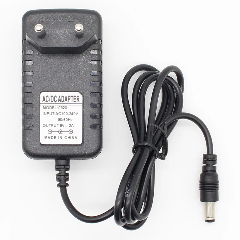 1PCS High quality AC/DC 9V 2A Switching Power Supply adapter Reverse Polarity Negative Outside EU plug 5.5mm x 2.1mm-2.5mm