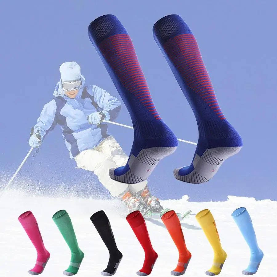 Professional Winter Sports Skiing Socks Men Women Thermal Ski Long Sock Outdoor MTB Cycling Running Football Stockings Black Red