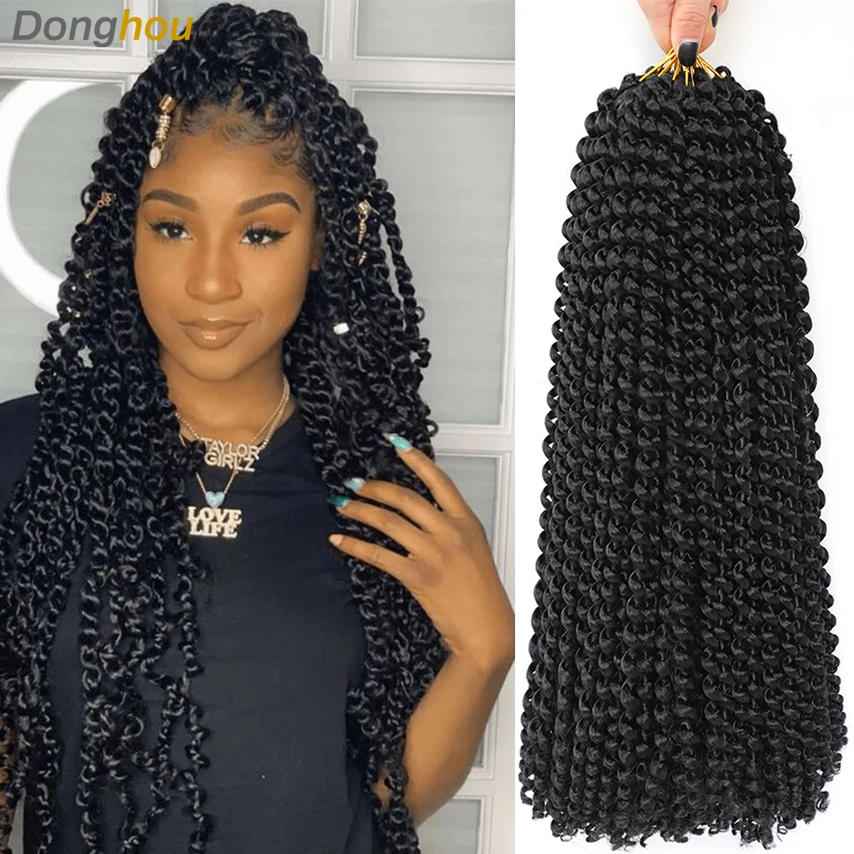 Cheveux synthétiques ondulés au crochet Passion Twist de printemps, cheveux noirs doux pré-étirés au crochet bohème