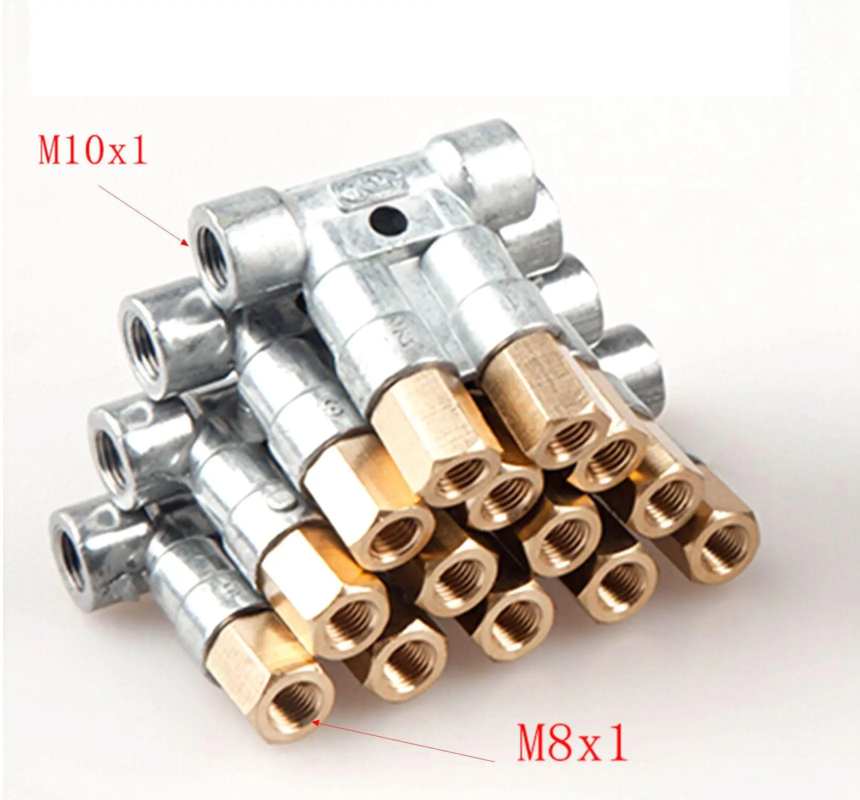 2/3/4/5/6 Way Aluminum In M10x1 Out M8x1 Lube Oil Piston Distributor Value Manifold Block for centralized lubrication system