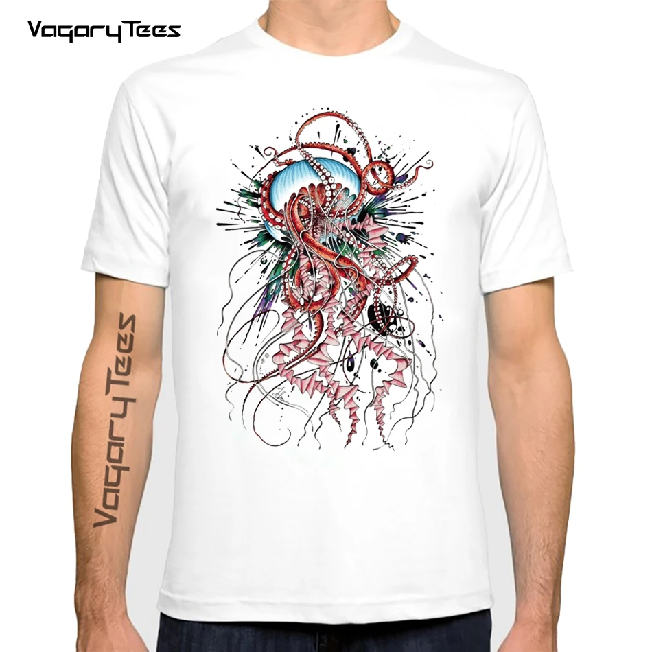 Vagarytees 2022 Summer Creative Tshirt Hipster Tops Fashion Octoship Design Men T-Shirt Funny Octopus Ship Printed Tshirts Tee