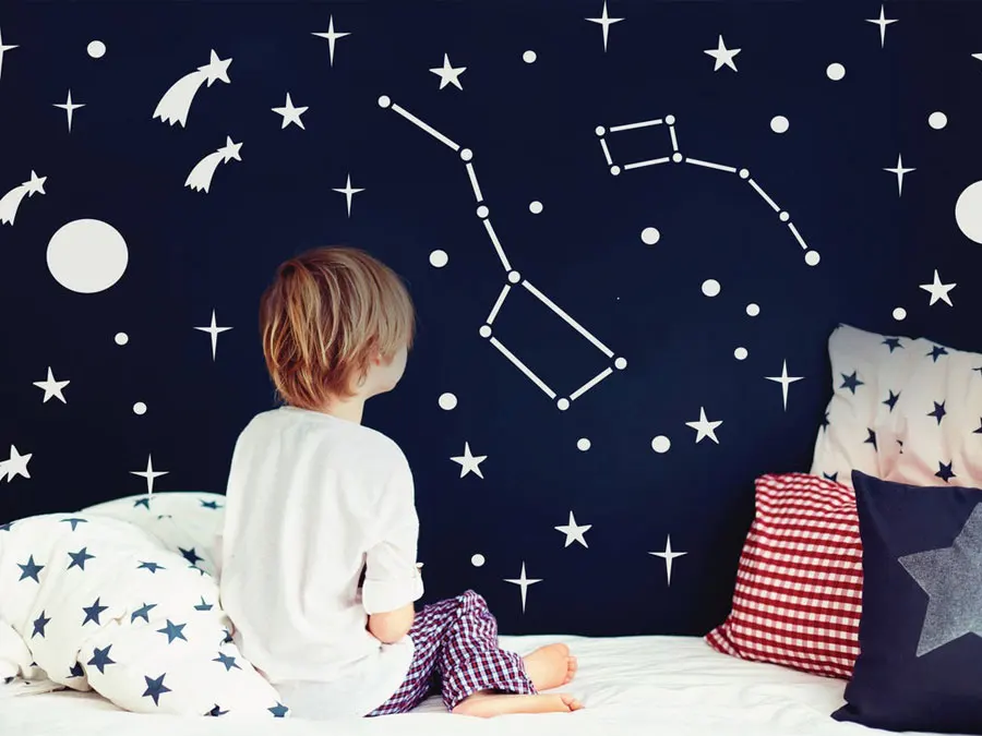 Starry Sky Planet Stars Dipper Cartoon Wall Sticker Vinyl Home Decor For Kids Room Nursery Bedroom Decals Removable Murals 4500