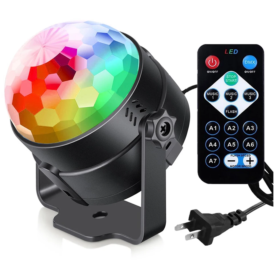 

RGB Disco Ball Party Lights DJ Disco Light 3W 3LED LED Stage Light For Christmas Wedding Sound Xmas Club Bar Party Decorative