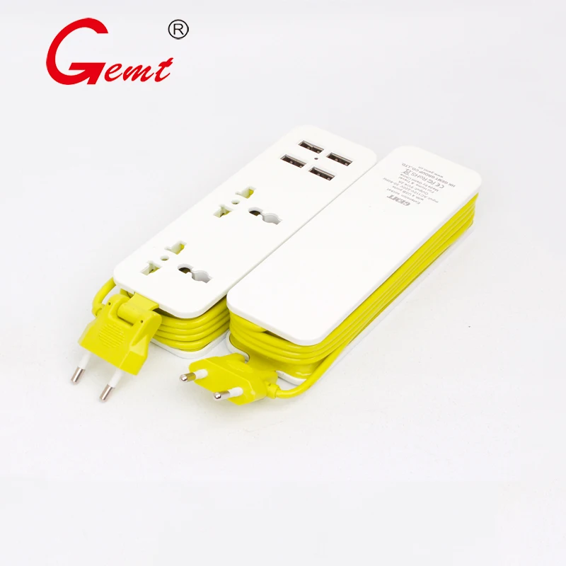 EU Plug Extension Socket Portable Travel Power Strip Surge Protector With 4 USB 5V 2A Smart Phone Charger Wall Desktop Hub