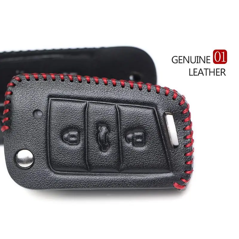 KUKAKEY Genuine Leather Car Key Case Cover Car Styling For Skoda Octavia A5 A7 Rapid Yeti Fabia Superb Kodiaq Key Bag Holder