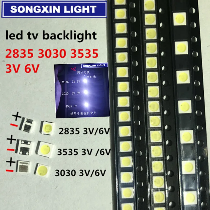 LED TV Backlight Kit para reparação de TV LCD, branco frio fresco, LG 2835, 3030, 3535, 3V, 6V, 1W, 3W, 50pcs, 100pcs