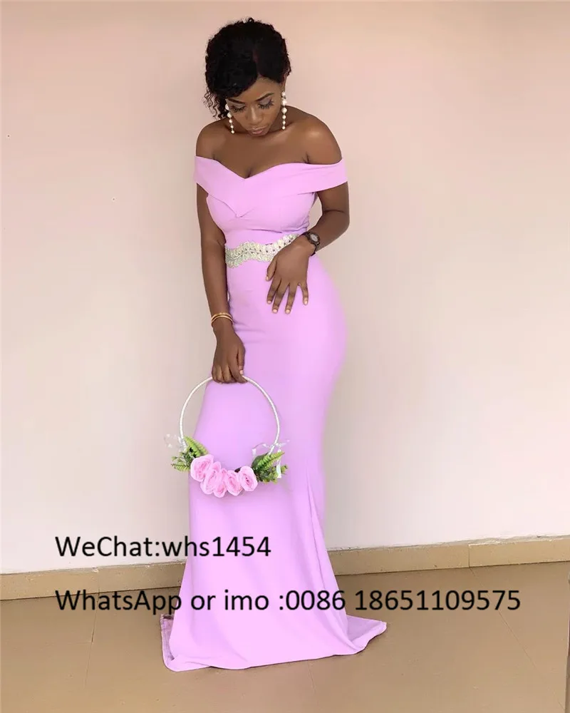 Pink Mermaid African Bridesmaid Dresses 2024 Long Sexy Off Shoulder Women Wedding Party Dress Robe Demoiselle D'honneur