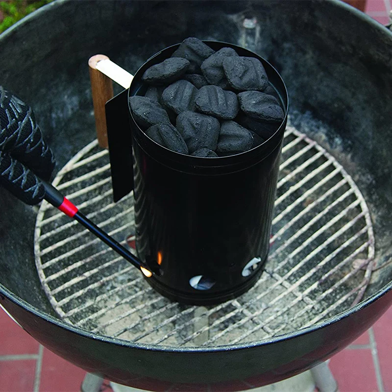 1pcs Fast Charcoal Barrel Carbon Stove With Handle Black Chimney Charcoal Starter Barbecue Tools Outdoor Barbecue Fire Chimney