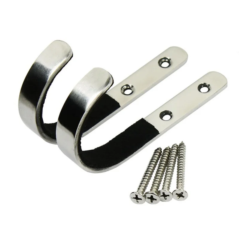 1 Pair Rifle Wall Mount Storage Rack Silver J Shape Stainless Steel Rifle Hangers Anti-Scratch Hooks Hangers Holder