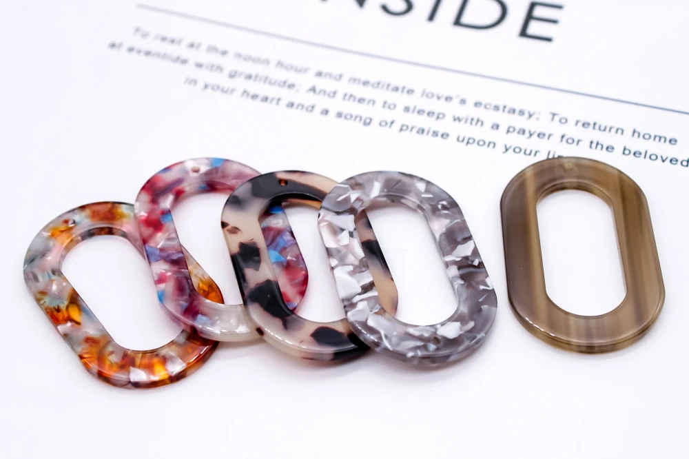 ZEROUP Ear Drop Acrylic Oval Shape Earring Accessories Pendant Necklace Charms Jewelry Finding Diy Handmade Material 6pcs