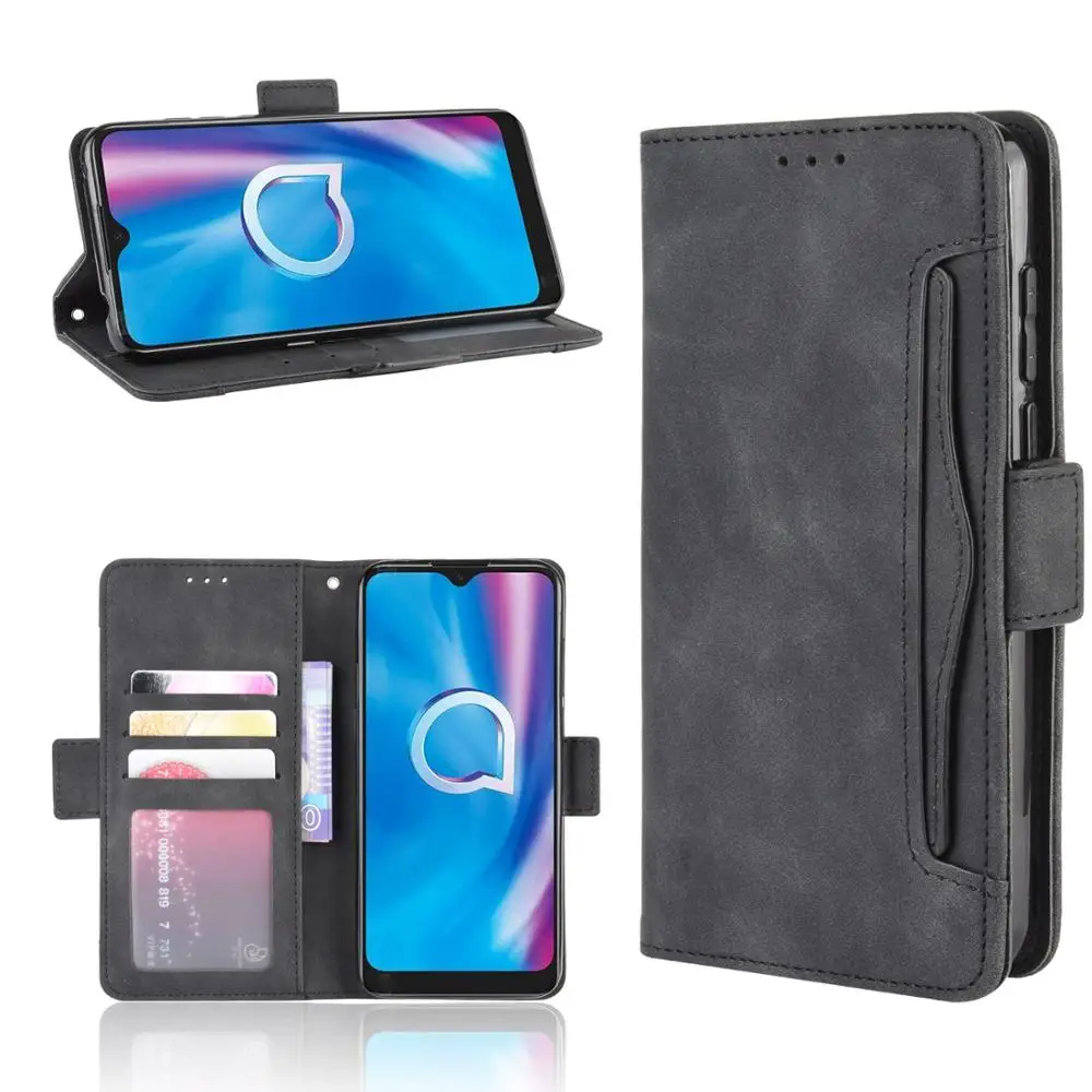 Leather phone case for Alcatel 1SE 2020 back Cover Flip card wallet with stand Retro Coque