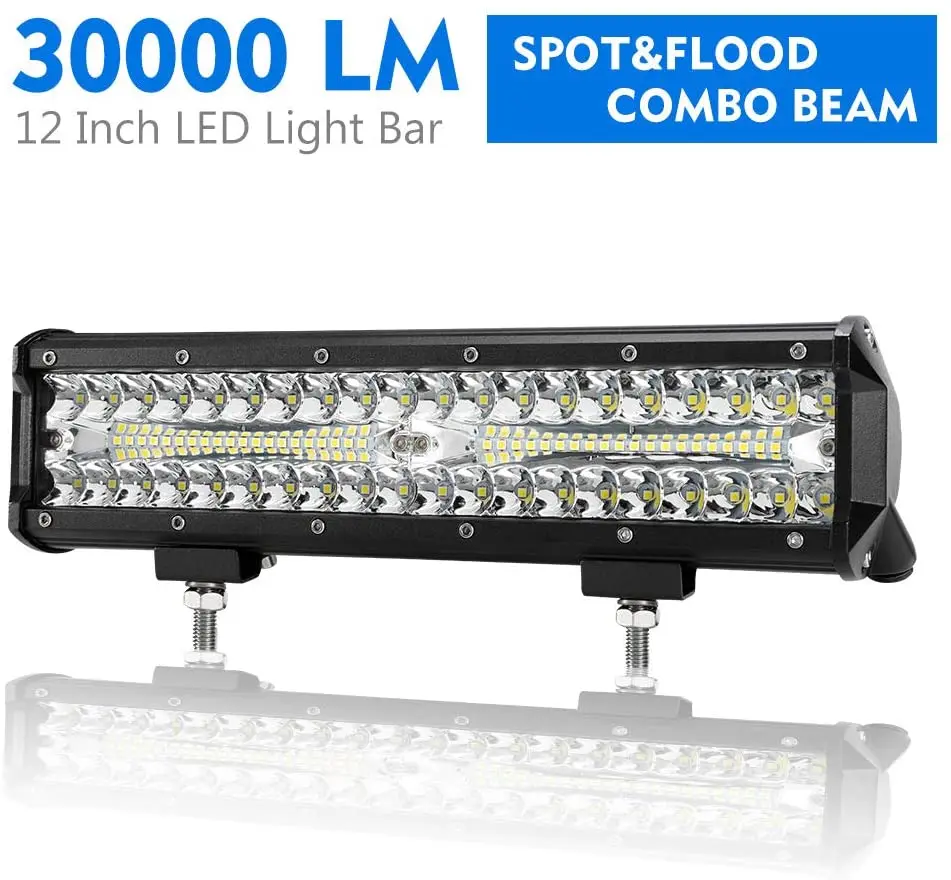 12Inch LED Light Bar Spot Flood Combo Beam Liteway 30000 LM Triple Row Light Bar Off Road Driving Led Work Lights for UTV ATV J