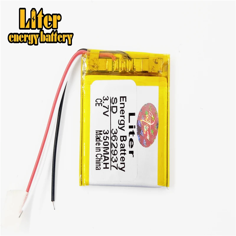 3wire 3.7V 350mAh 362937 Lithium Polymer Li-Po li ion Rechargeable Battery cells For Mp3 MP4 MP5 GPS