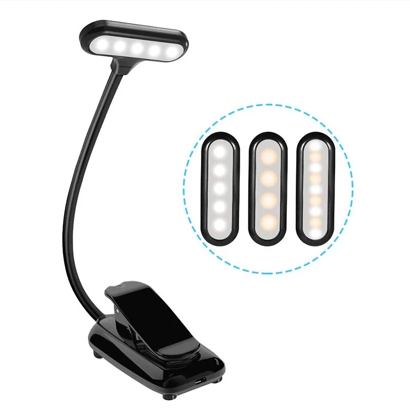 

Led Book Light Mini Clip-On Flexible Bright Rechargeable Lamp Book Reading Lamp For Travel Bedroom Book Reader Student Gifts