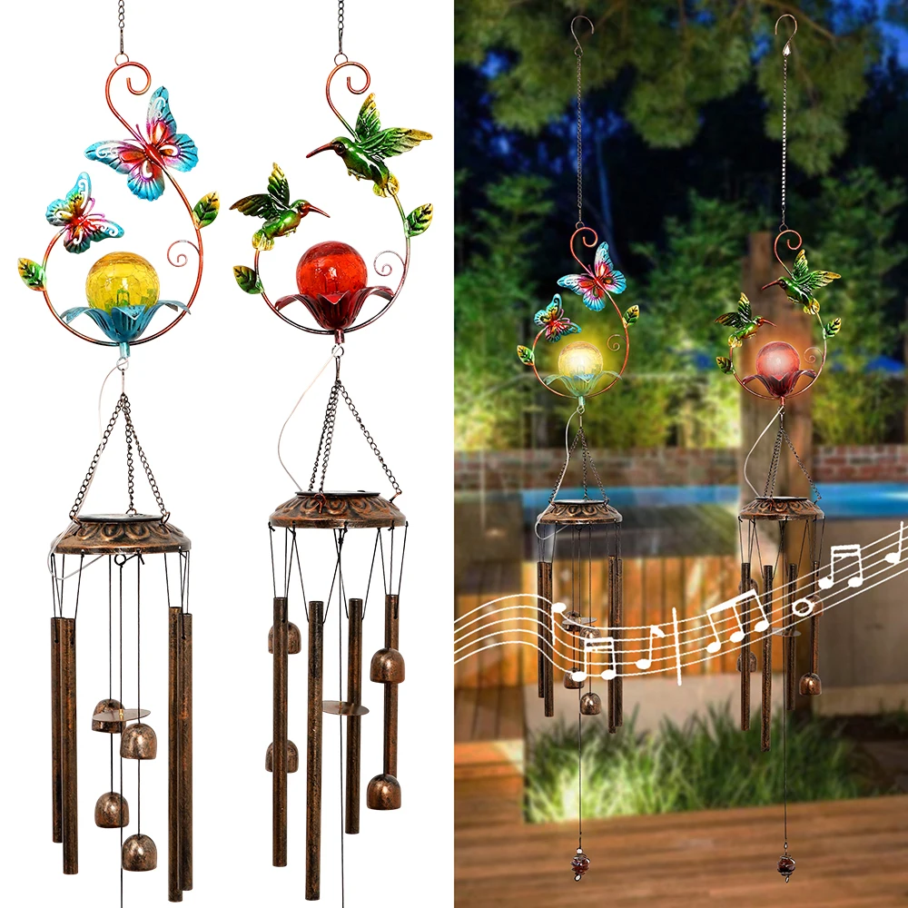 Solar LED Light Outdoor Garden Decoration Solar Lamp luz solares exterior Hummingbird Solar Light Wind Chime Hanging Patio Lamp