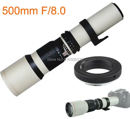 Imagen 2 del producto Teleobjetivo manual JINTU de 500 mm f/8 para Canon EOS 80D, EOS 90D, Rebel T3, T3i, T4i, T5, T5i, T6, T7 T6i, T6s, T7i, SL1, SL2