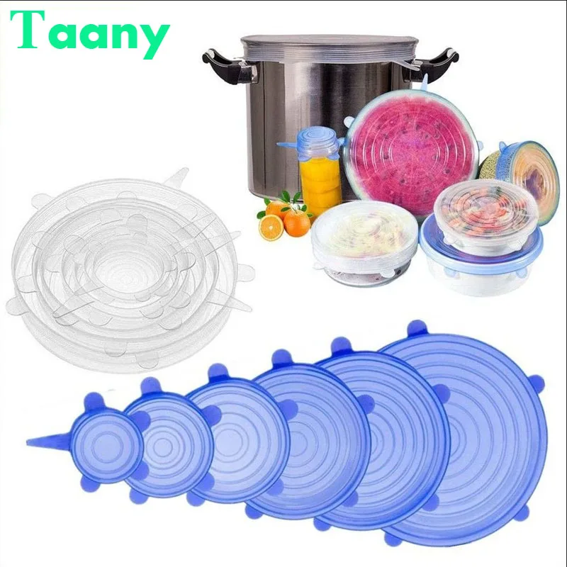 Silicone Stretch Lids Reusable Silicone Bowl Pot Lid Food Silicone Cover Pan Cooking Food Fresh Cover Kitchen Microwave Cover