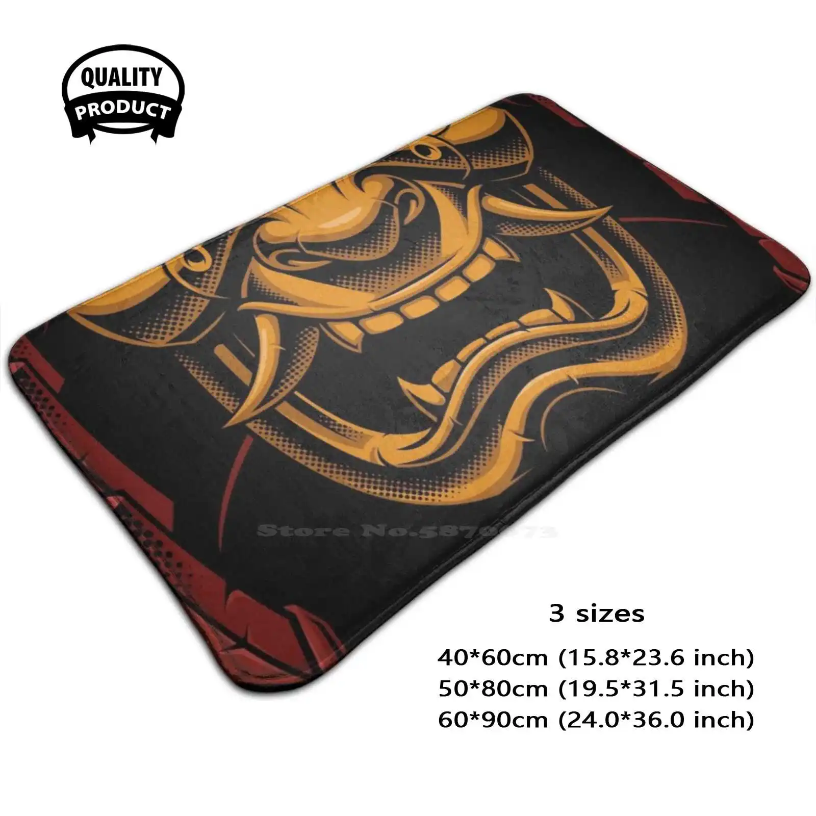 Fiery Demon Samurai Helmet Soft Cushion Home Carpet Door Mat Car Rug Video Games Gamer Samurai Ghost Of Tsushima Ps4 Action