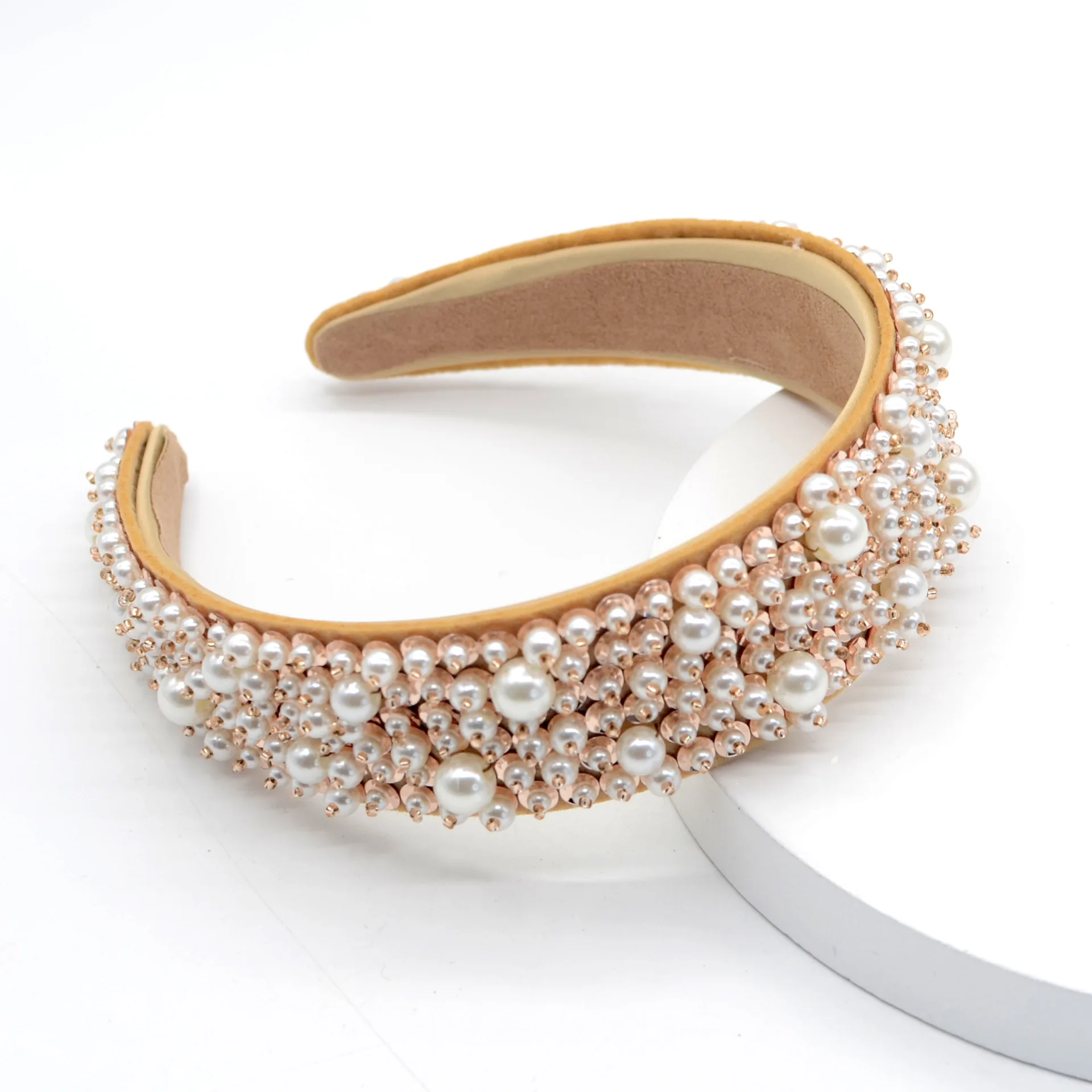 Baroque Handmade Imitation Pearl Hairband Women ElegantFull Pearl Padded Hair Hoop Bridal  Wedding Headbands525