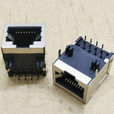 RJ45 Network Ethernet 8P 8C Female Socket Connectors 8Pin PCB Mount RJ45 8P8C Single Network Port 18x13mm