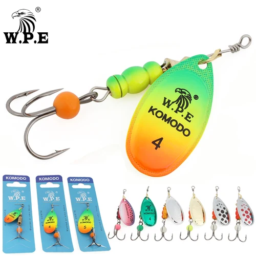 Imagen 1 del producto W.P.E-señuelo de Pesca giratorio, cuchara, 3 #/4 #/5 #6,8g/9,5g/13,4g, latón, cobre, Metal, anzuelo triple, señuelo de lubina, aparejos de Pesca, 1 unidad