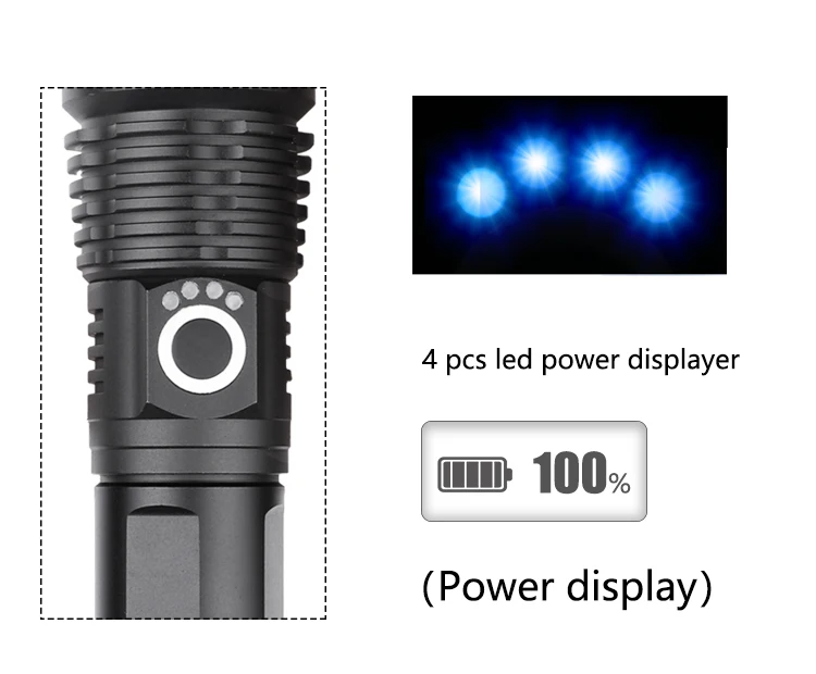 Most Powerful LED Flashlight USB Rechargeable Torch XHP50 Waterproof 5 Modes Zoomable 26650 18650 Battery Camping Hunting