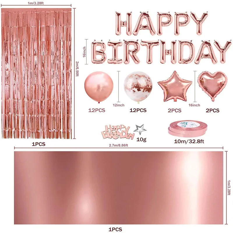 Rose Gold 11 Birthday Balloons Number Foil Confetti Helium Globos Boy Girl Party Decorations 11th Years Old Anniversary Supplies