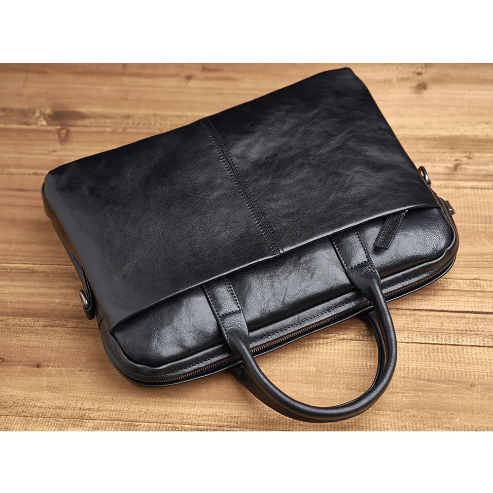 Imagem -04 - Zrcx-maleta de Couro Genuíno para Homens Bolsa de Negócios Malas de Ombro do Laptop Masculino Bolsa Preta Maleta de Pele Natural