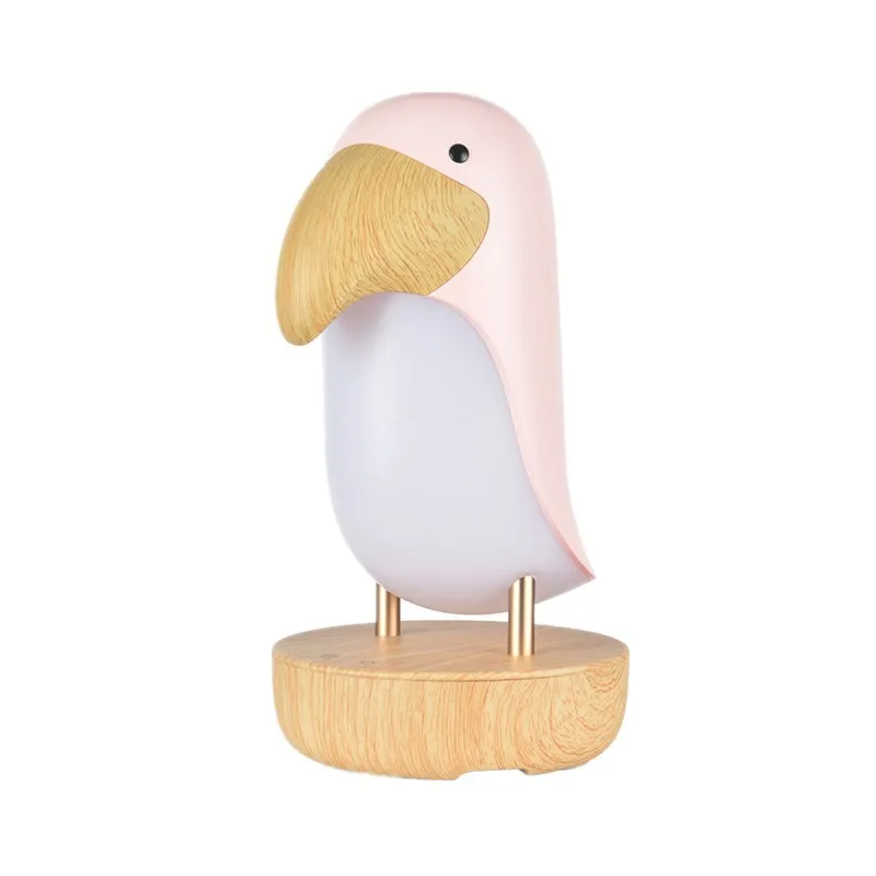 Creative LED Wooden Bird Might Light Bedroom Bedside Sleep Lamp with Bluetooth Speaker Table Lamp USB Charging Stepless Dimming