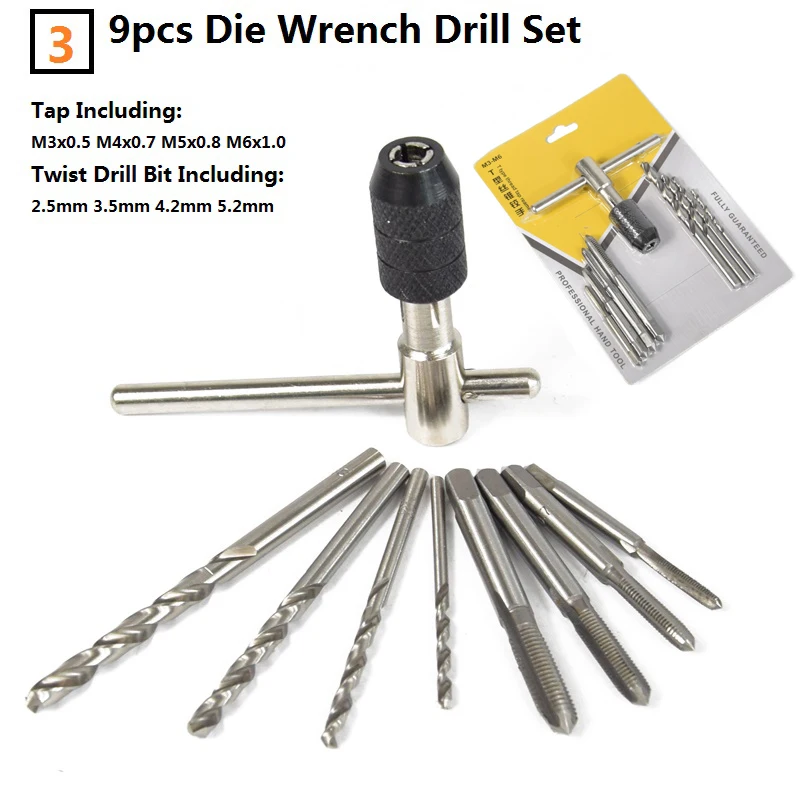 Ensemble de forets à tarauder à la main, taraud M3-M12, outils de taraudage à la main, filetage MeaccelerScrew, taraud hélicoïdal, ensemble de forets, 6 pièces, 8 pièces, 9 pièces