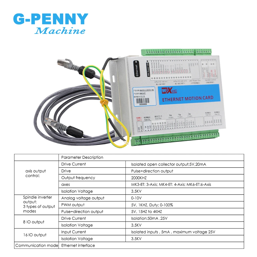 Imagem -06 - Cartão de Controle de Movimento para Motor Deslizante e Servo Motor Controlador Ethernet Xhc Freqüência 2000khz Cnc Mach3 Eixos