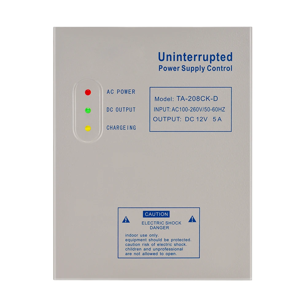 DC12V 5A Back Up Batterij Functie Metalen Behuizing Schakelende Deurslot Toegangscontrole Voeding 208CK-D